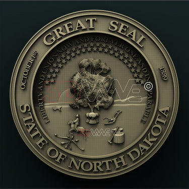 NORTH DAKOTA STATE SEAL 3D STL 3DWave